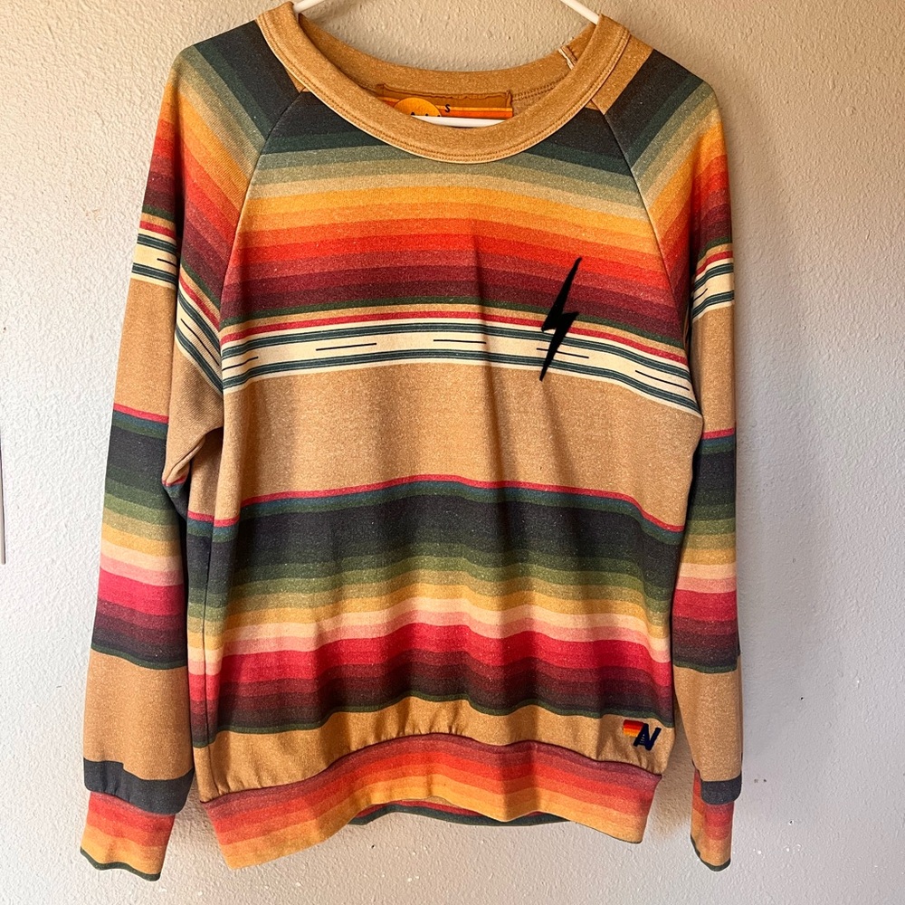 Striped Multicolor Sweater with Lightning Bolt